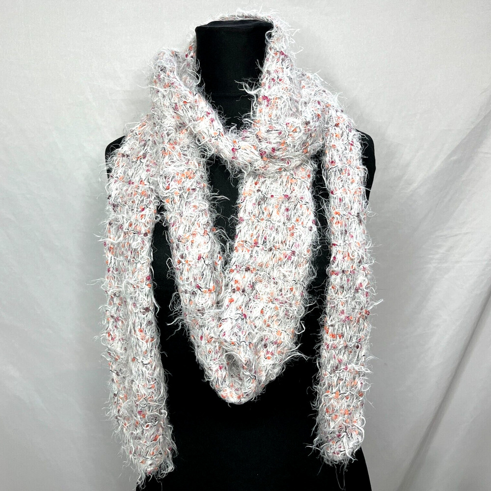Multicolor Fluffy Long Scarf Boa Furry Fringe White
